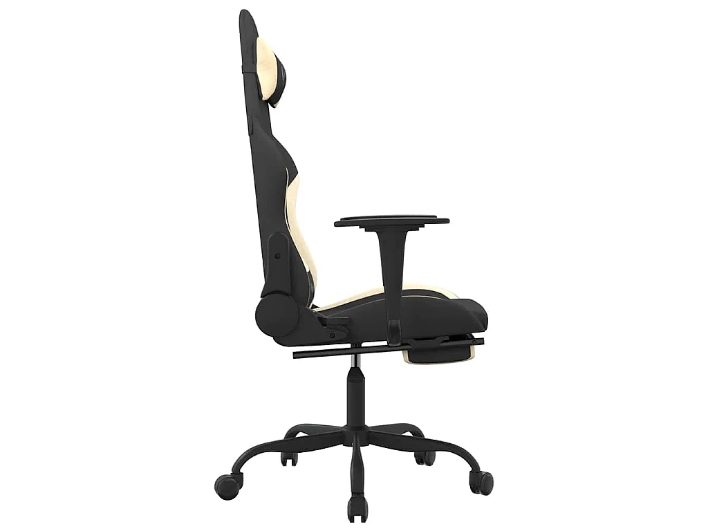 Chaise de jeu de massage avec repose-pied Noir et crème Tissu