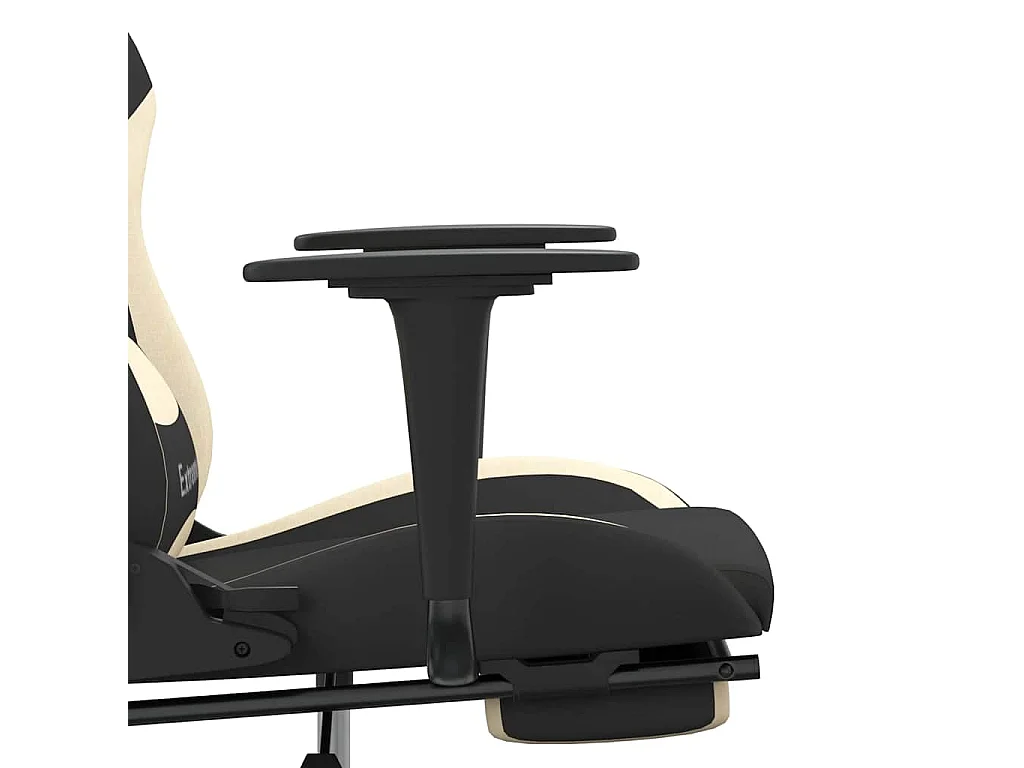 Chaise de jeu de massage avec repose-pied Noir et crème Tissu