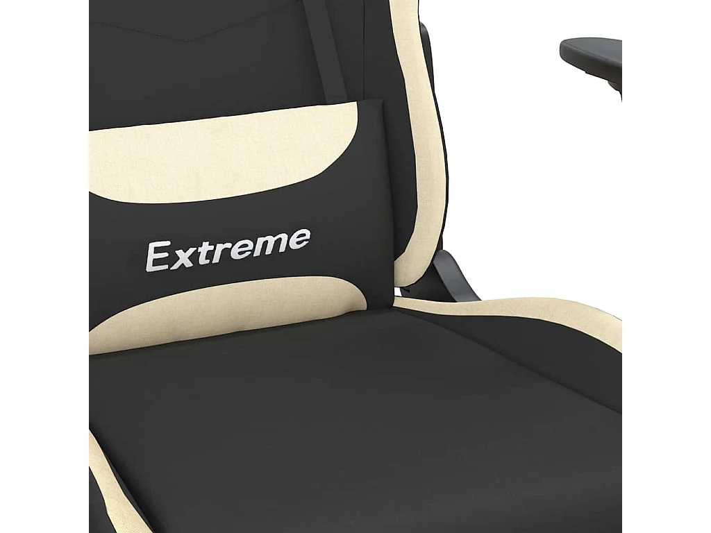 Chaise de jeu de massage avec repose-pied Noir et crème Tissu