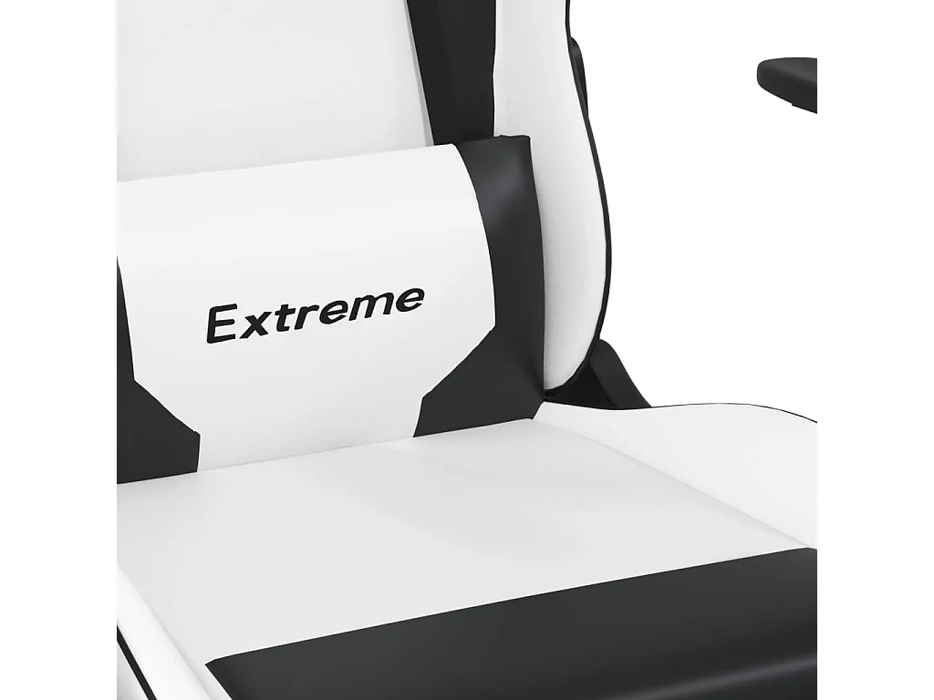 Sedia da Gaming con Poggiapiedi Bianco e Nero in Similpelle