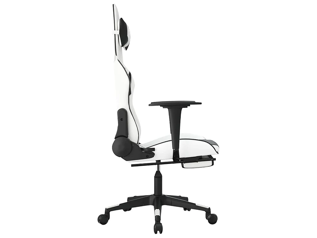 Sedia da Gaming con Poggiapiedi Bianco e Nero in Similpelle