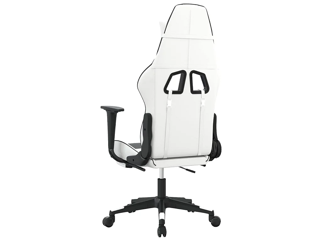 Sedia da Gaming con Poggiapiedi Bianco e Nero in Similpelle