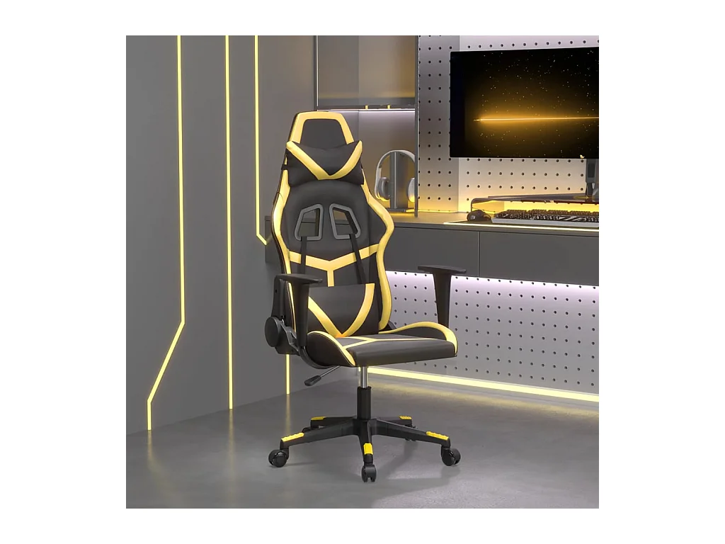 Chaise de jeu de massage Noir et doré Similicuir