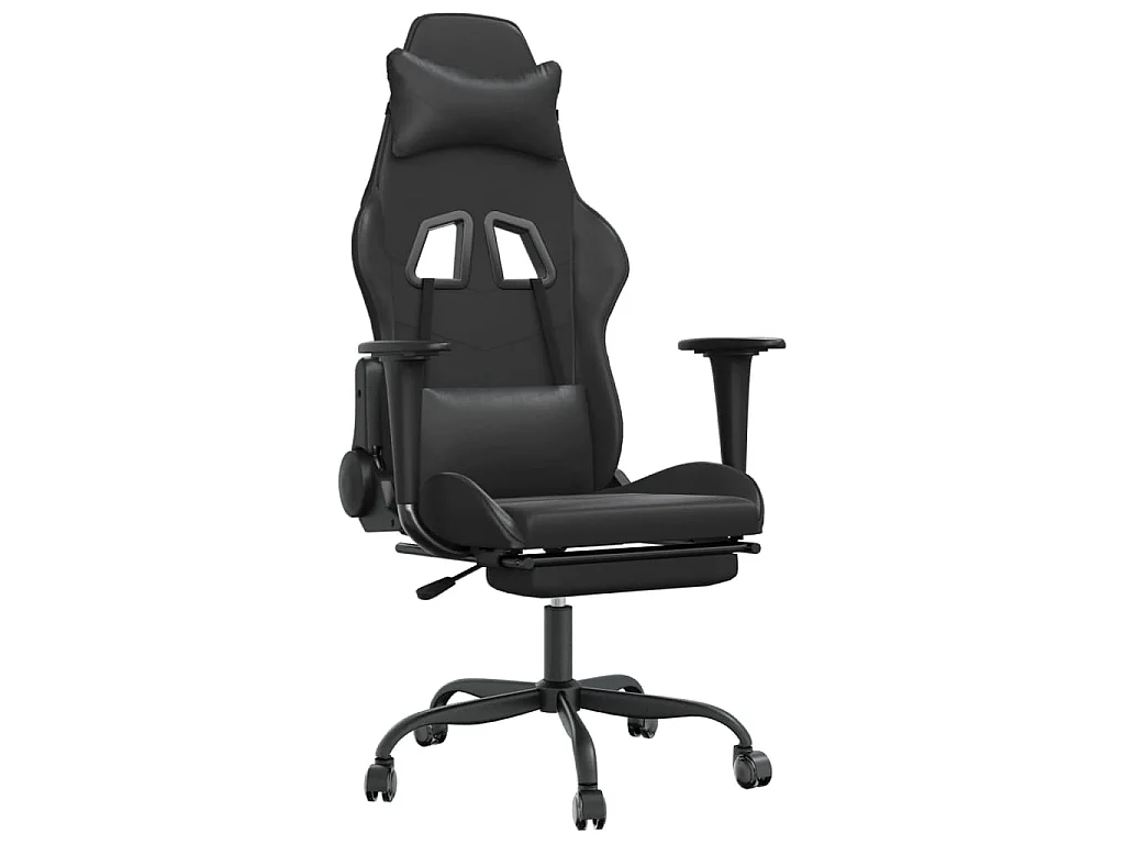 Sedia da Gaming con Poggiapiedi Nero in Similpelle
