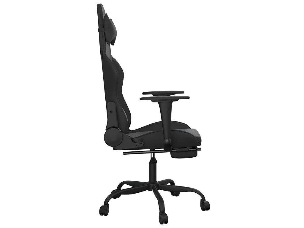 Sedia da Gaming con Poggiapiedi Nero in Similpelle