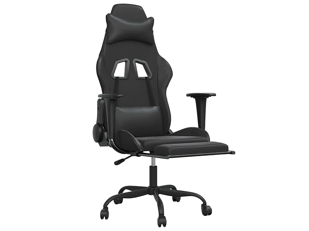 Sedia da Gaming con Poggiapiedi Nero in Similpelle