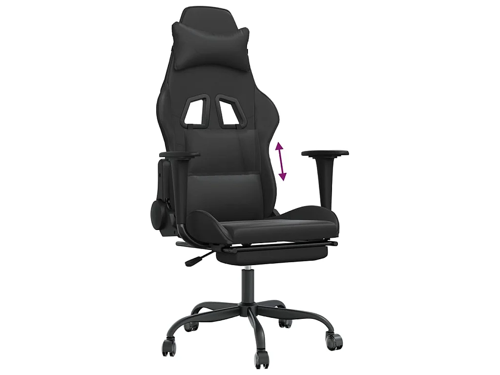 Sedia da Gaming con Poggiapiedi Nero in Similpelle