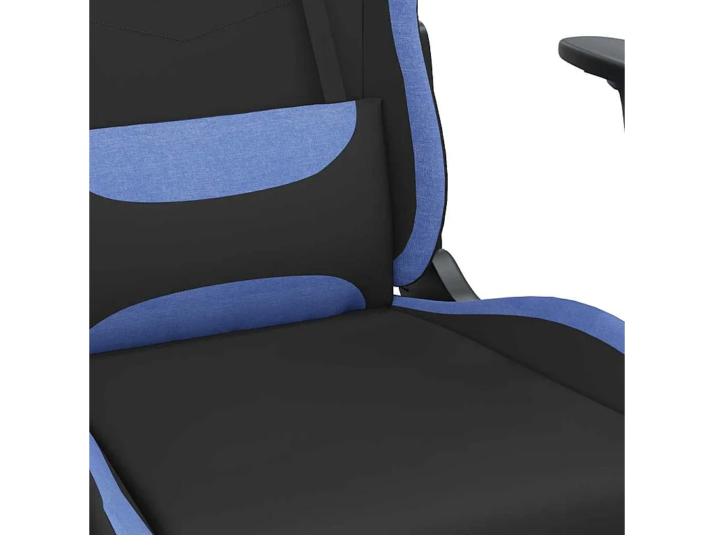 Gaming-Stuhl mit Massage & Fußstütze Schwarz und Blau Stoff