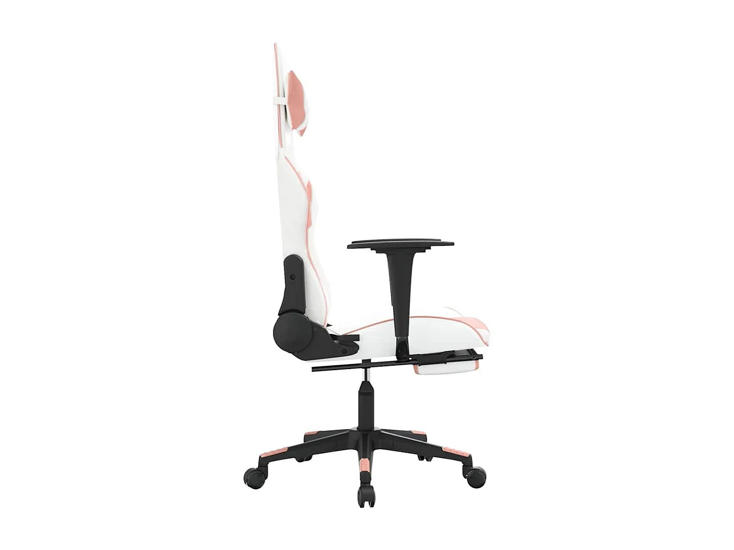Sedia da Gaming Massaggio Poggiapiedi Bianco e Rosa Similpelle