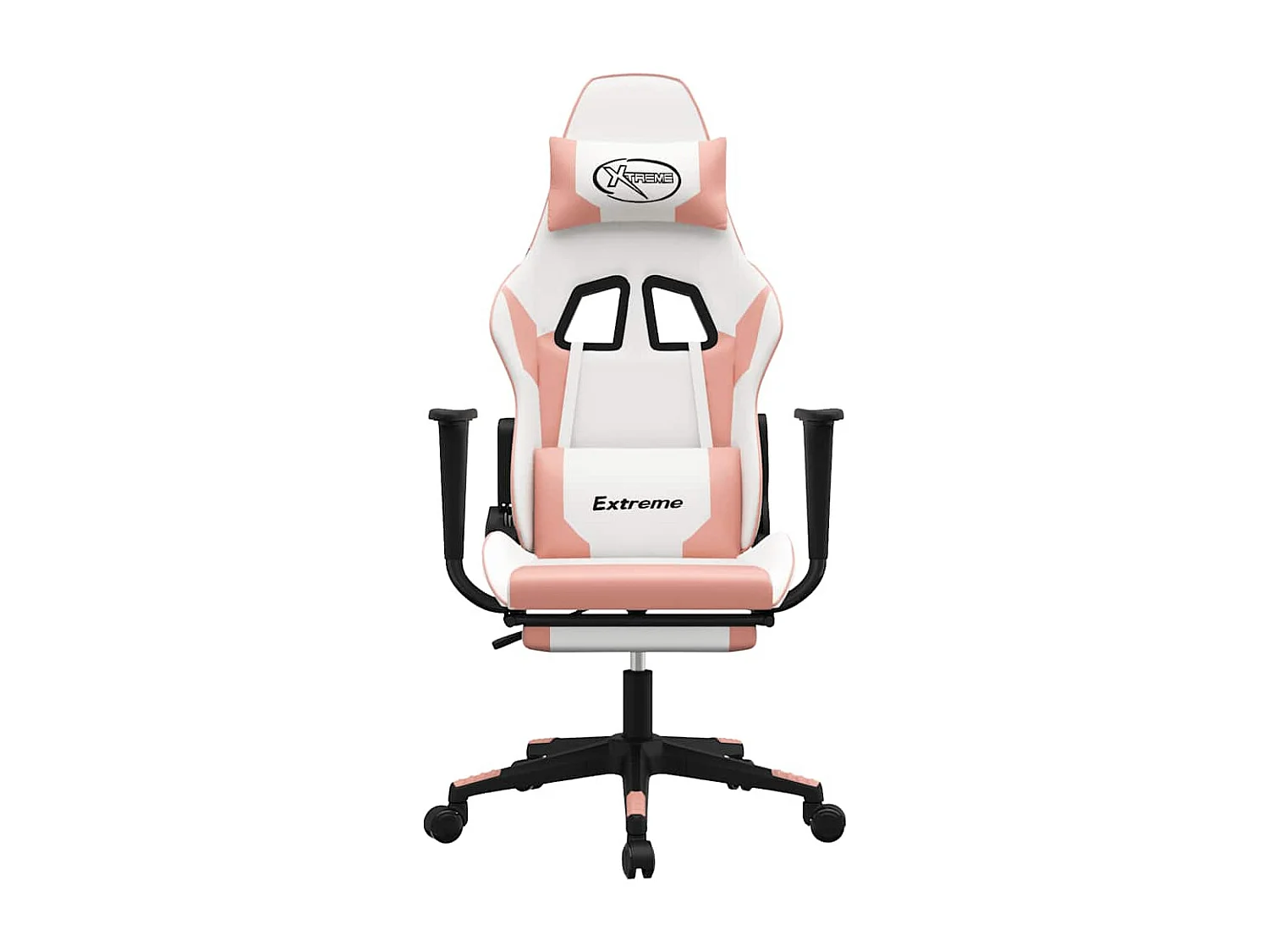 Gaming-Stuhl mit Massage & Fußstütze Weiß & Rosa Kunstleder