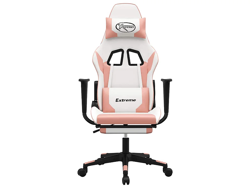 Chaise de jeu de massage avec repose-pied Blanc rose Similicuir