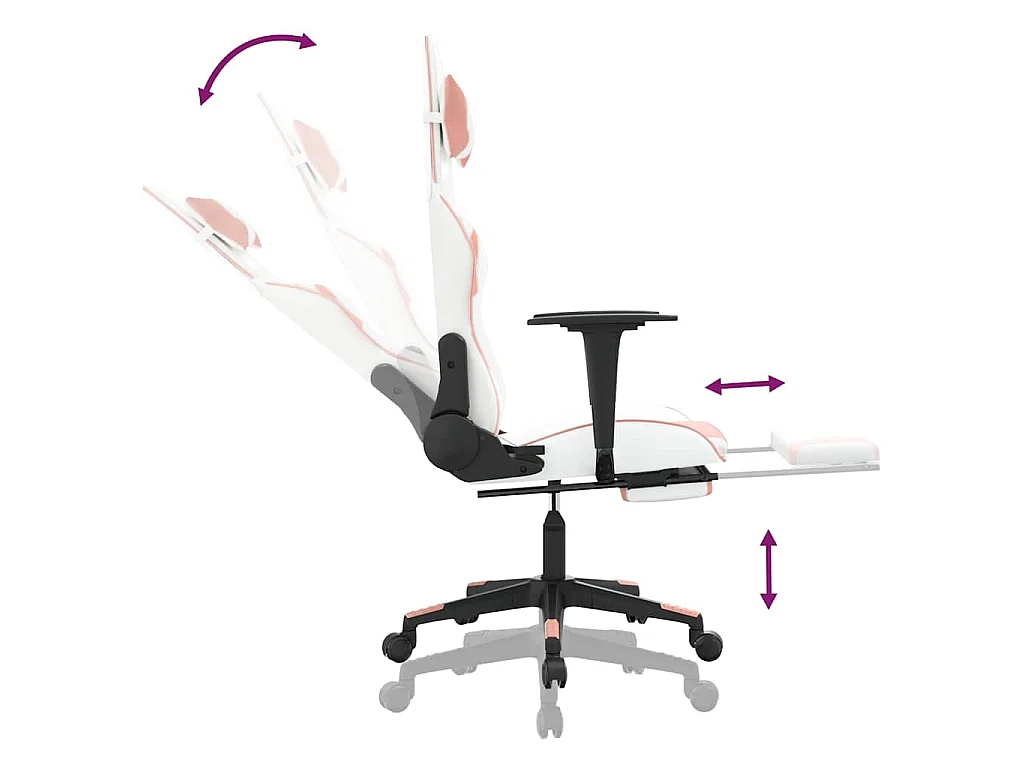 Chaise de jeu de massage avec repose-pied Blanc rose Similicuir