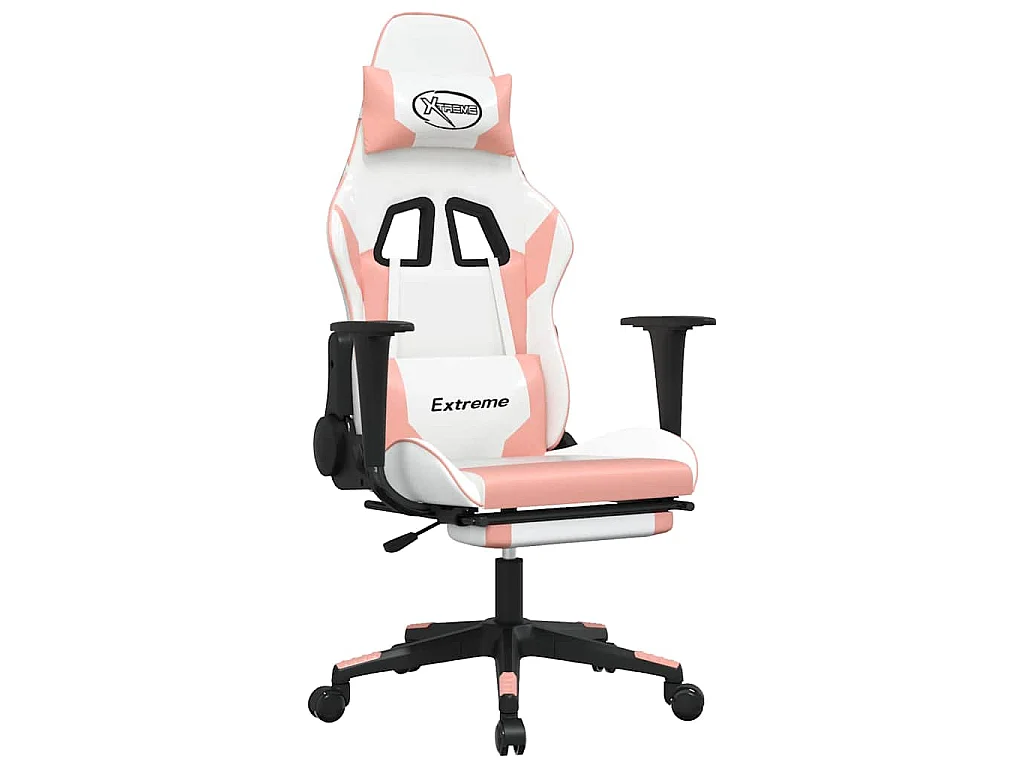 Chaise de jeu de massage avec repose-pied Blanc rose Similicuir