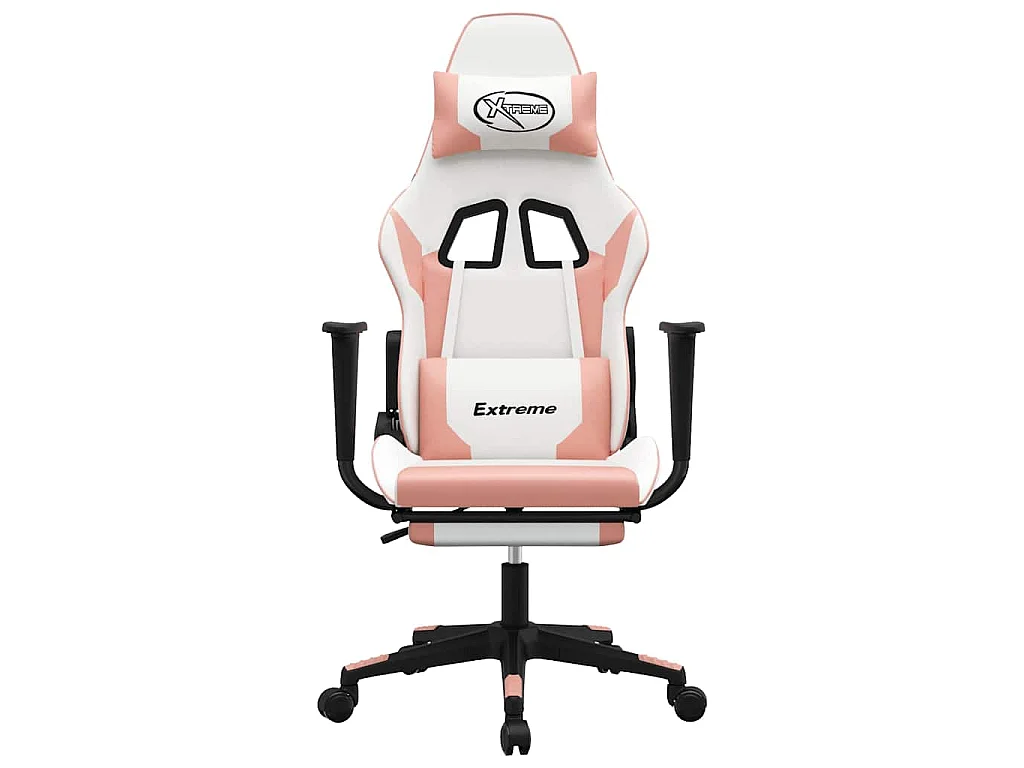 Chaise de jeu de massage avec repose-pied Blanc rose Similicuir