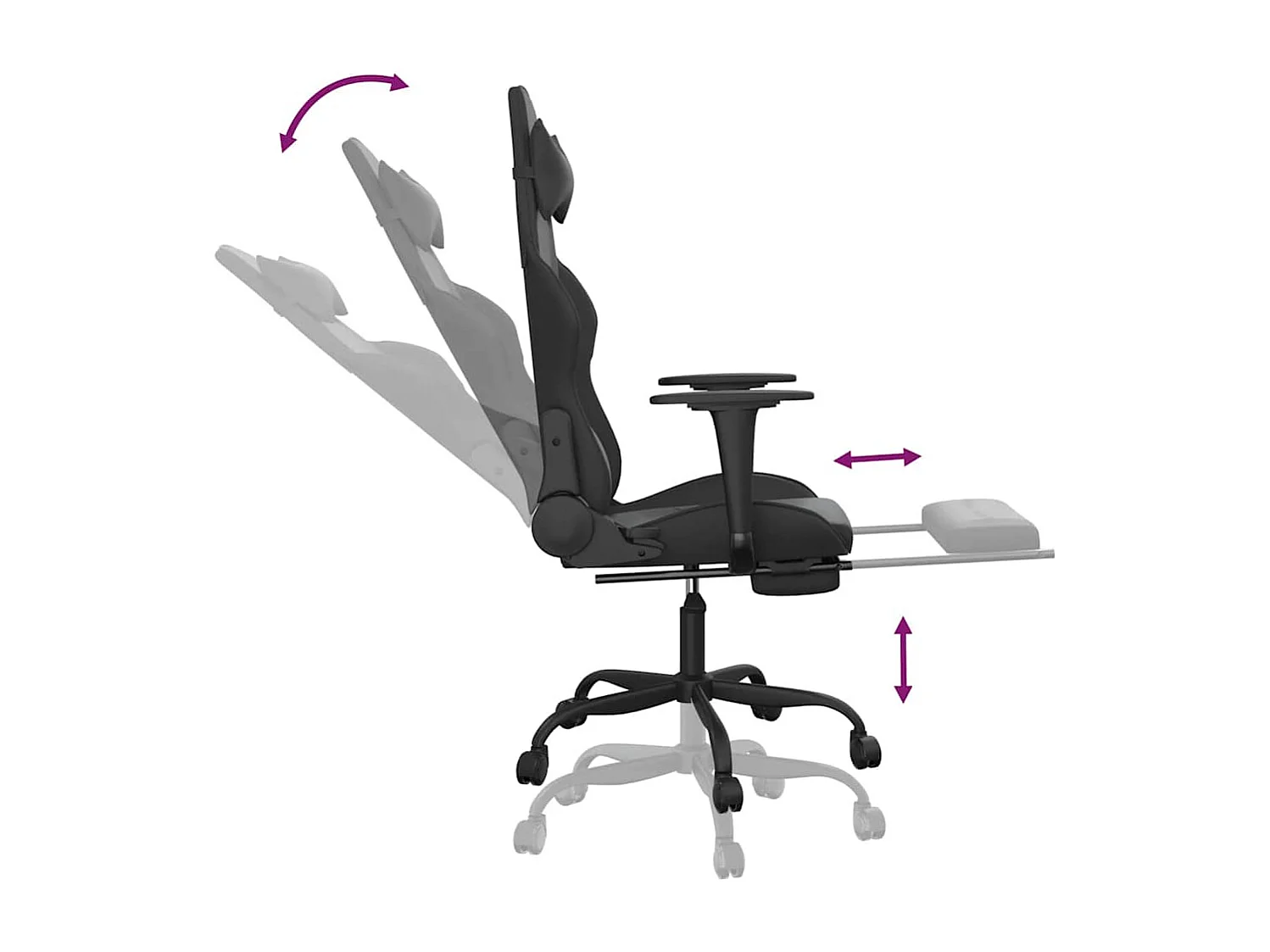 Chaise de jeu de massage avec repose-pied Noir Similicuir