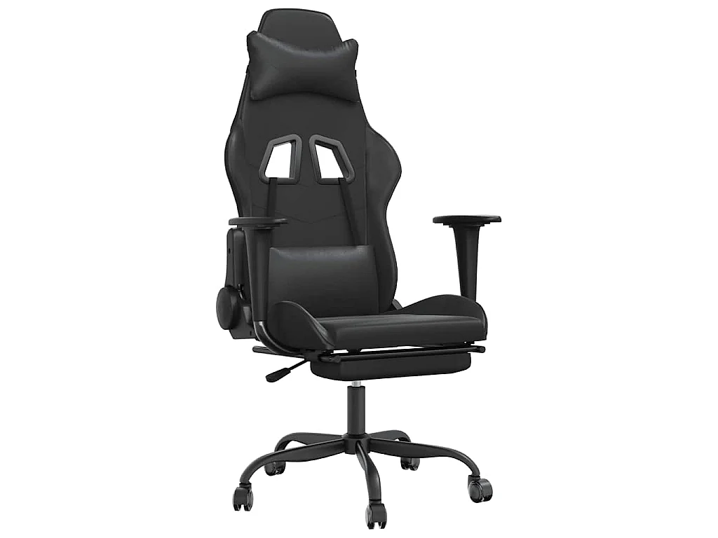 Chaise de jeu de massage avec repose-pied Noir Similicuir