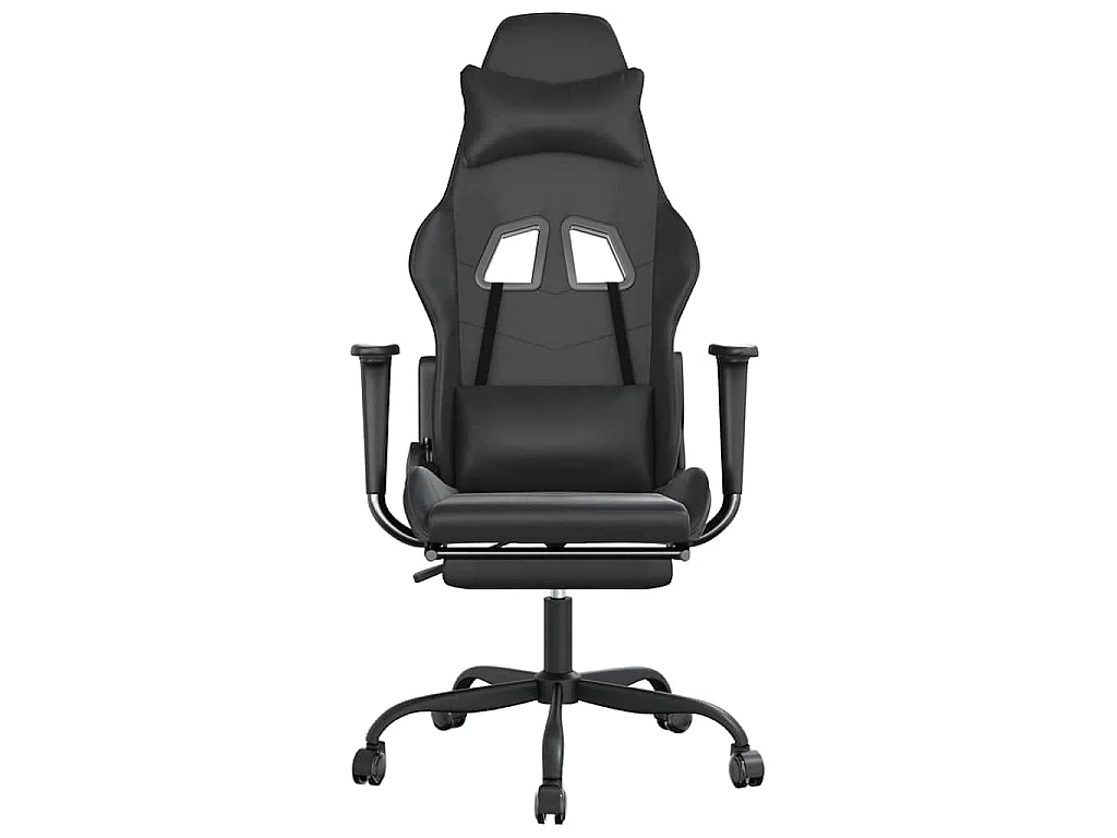 Chaise de jeu de massage avec repose-pied Noir Similicuir