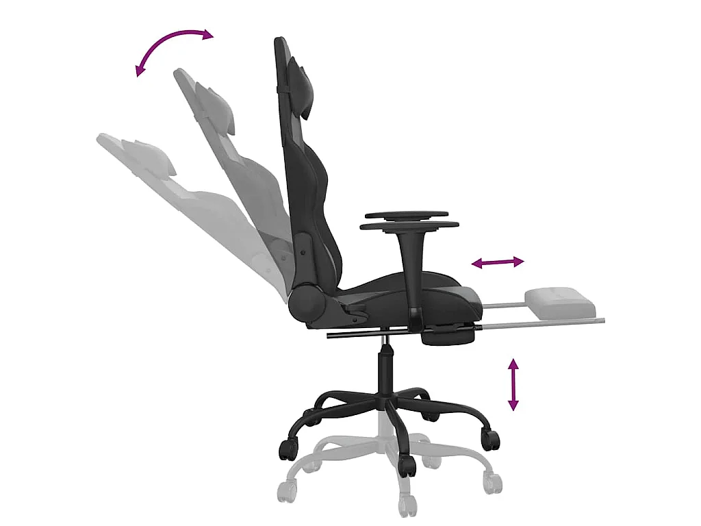 Chaise de jeu de massage avec repose-pied Noir Similicuir