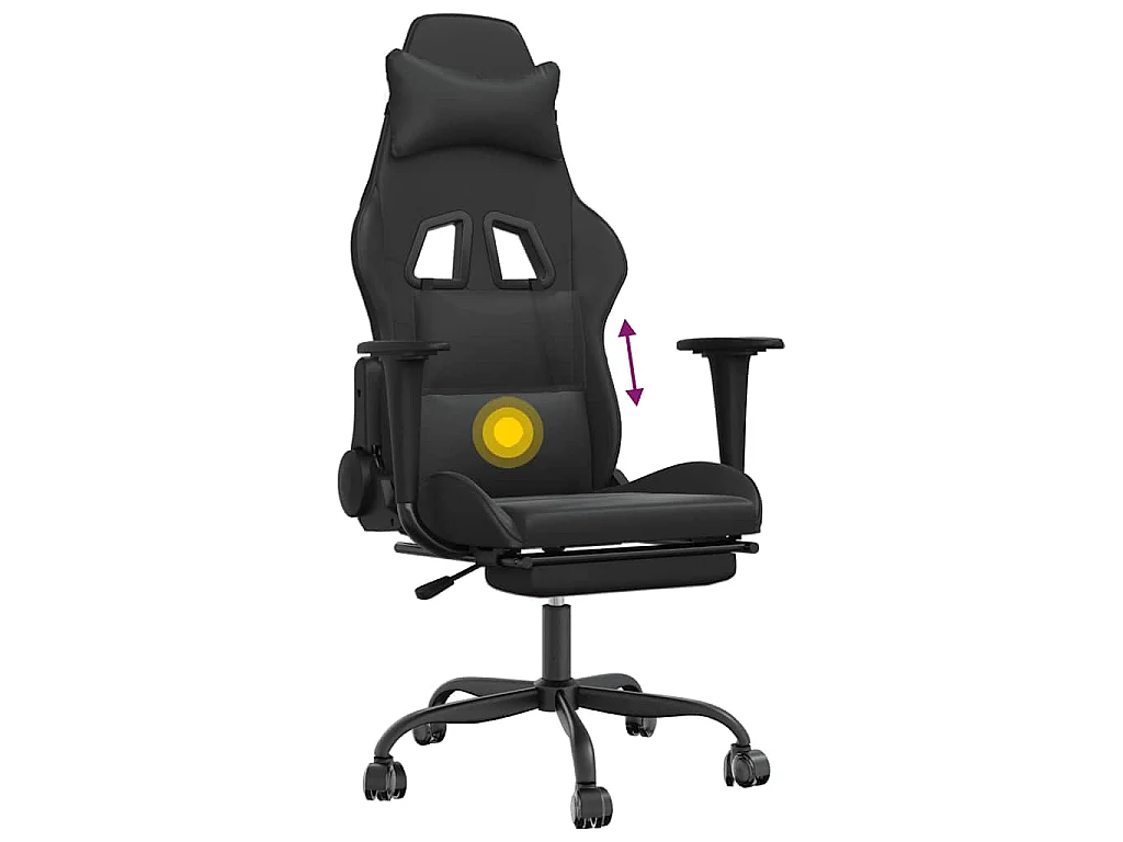 Chaise de jeu de massage avec repose-pied Noir Similicuir