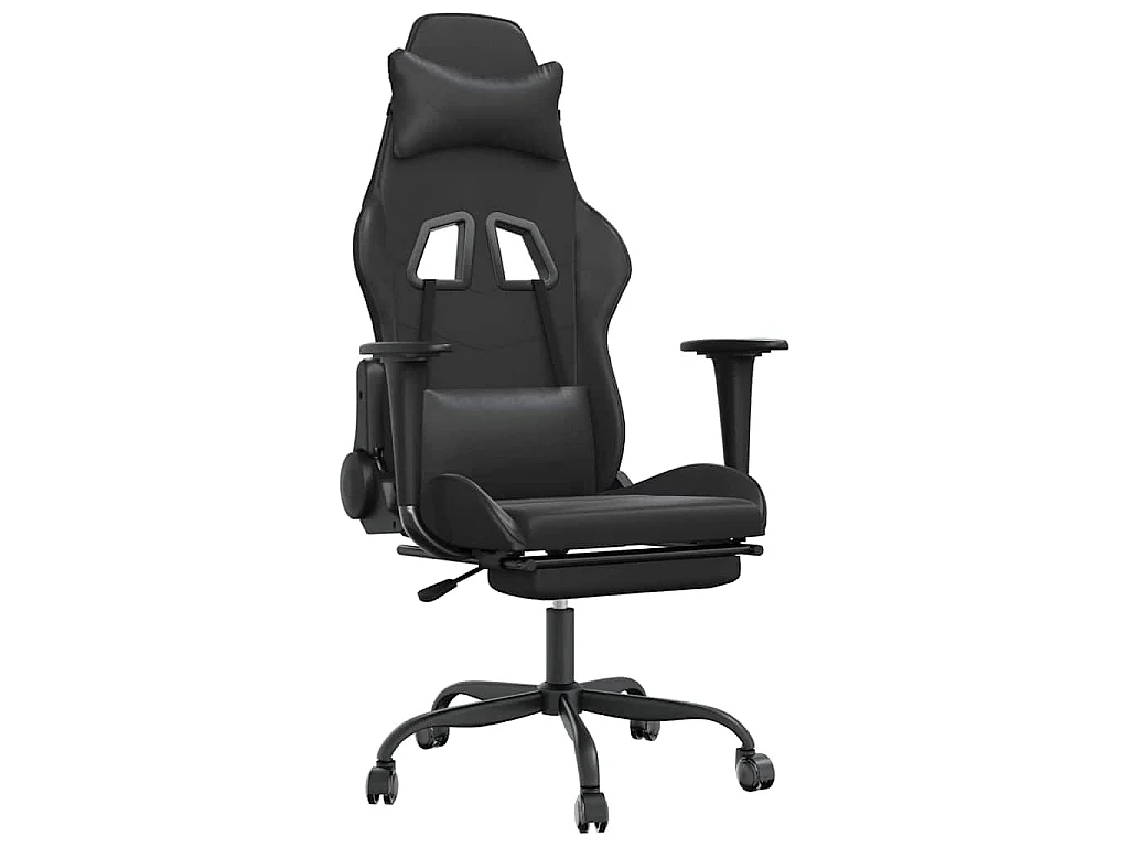 Chaise de jeu de massage avec repose-pied Noir Similicuir