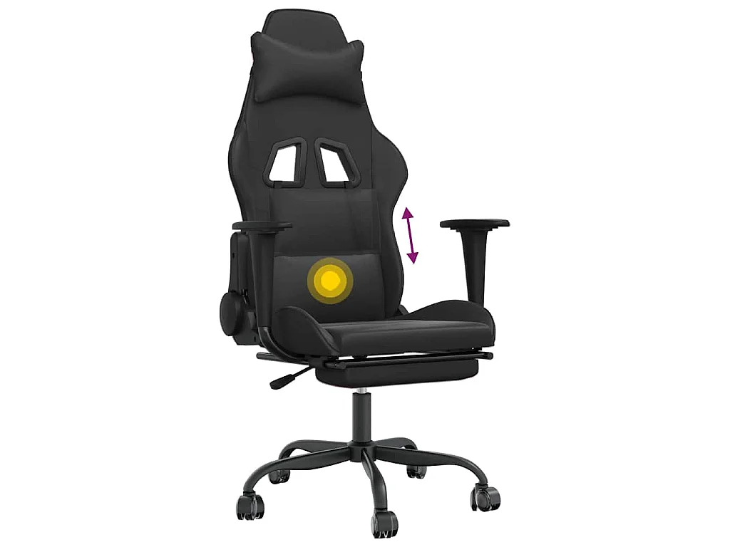 Chaise de jeu de massage avec repose-pied Noir Similicuir