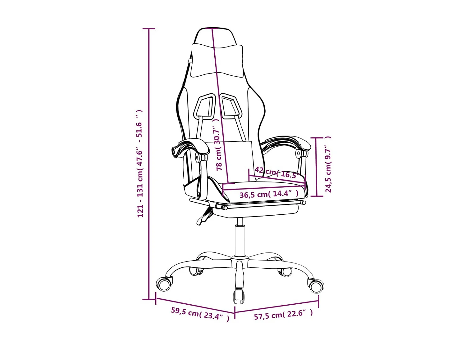 Chaise de jeu pivotante et repose-pied Noir et doré Similicuir