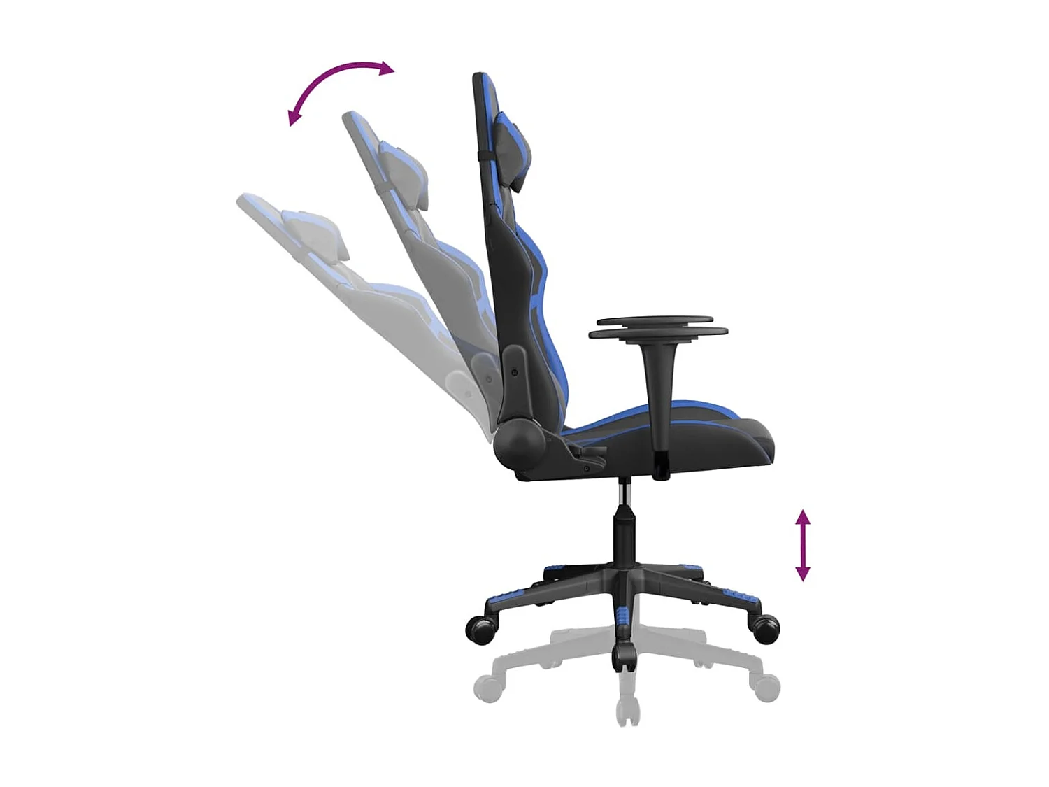 Gamestoel kunstleer zwart en blauw