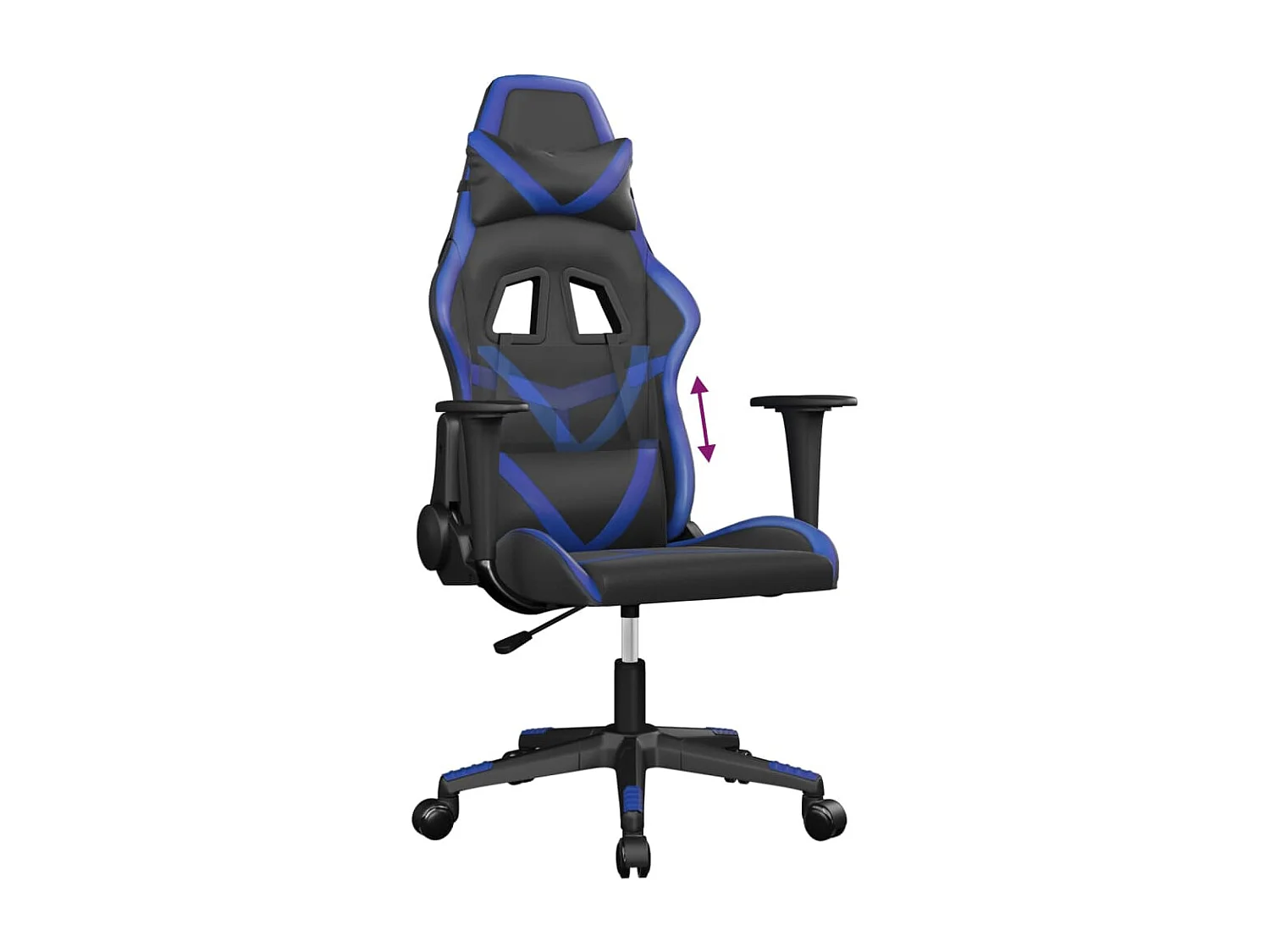 Gamestoel kunstleer zwart en blauw