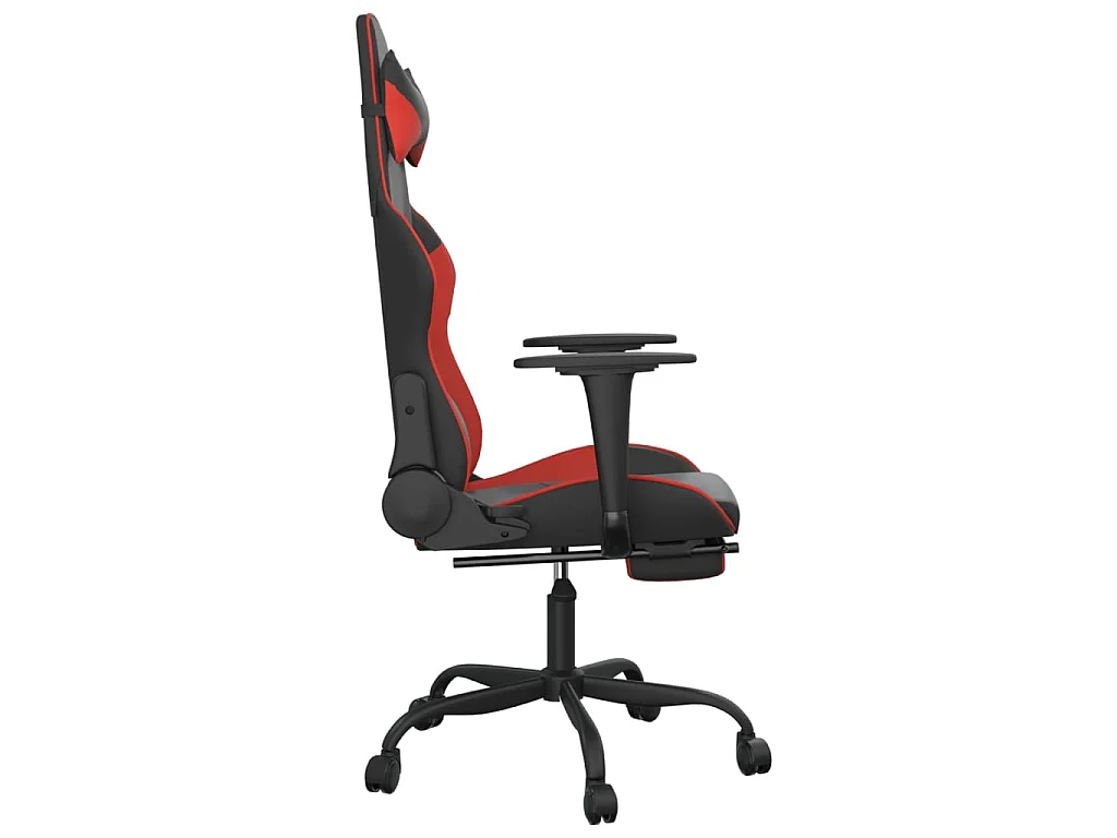 Sedia da Gaming con Poggiapiedi Nero e Rosso in Similpelle