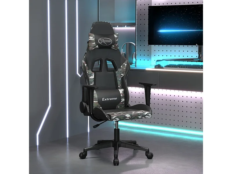 Chaise de jeu Noir et camouflage Similicuir