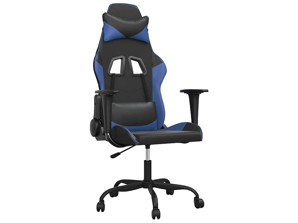 Massage gamestoel kunstleer zwart en blauw