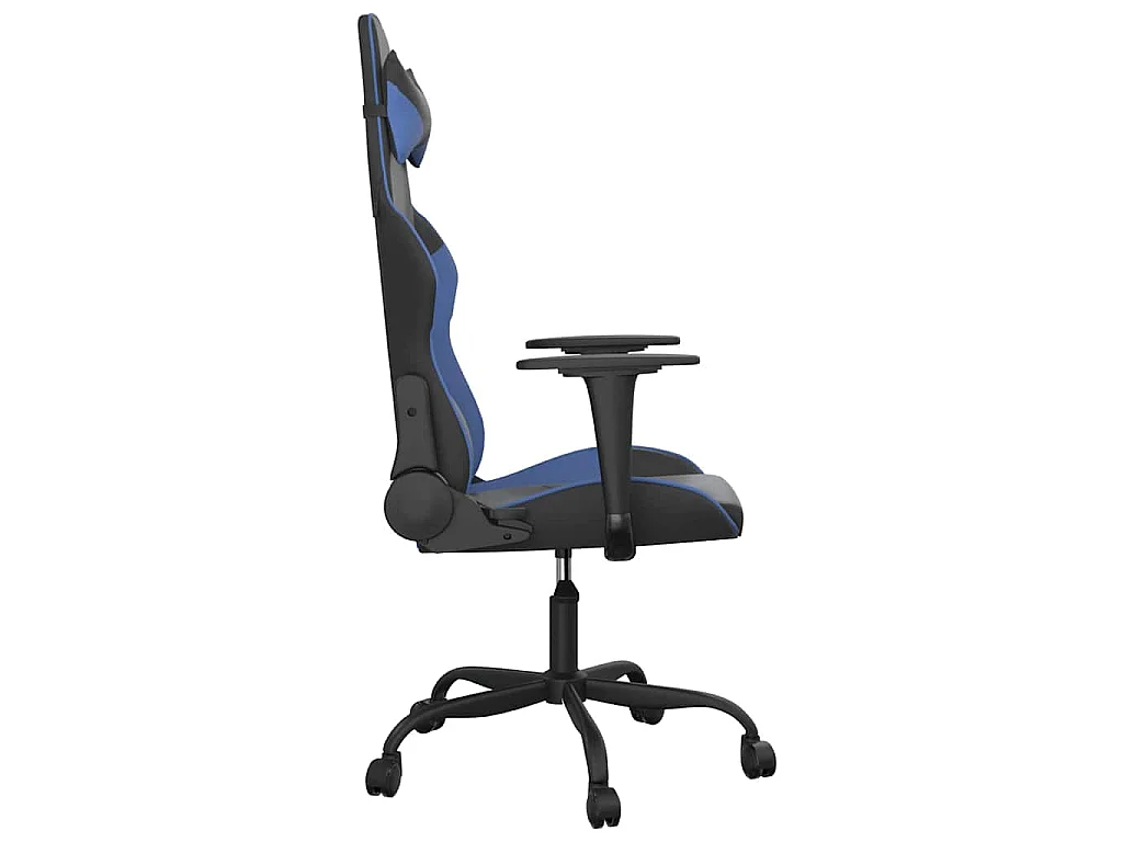 Massage gamestoel kunstleer zwart en blauw