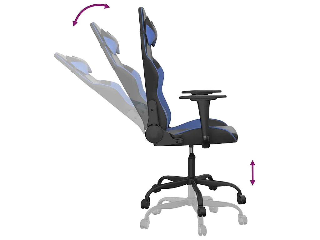 Massage gamestoel kunstleer zwart en blauw