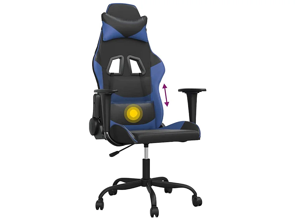 Massage gamestoel kunstleer zwart en blauw