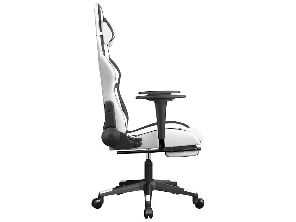 Gaming-Stuhl mit Fußstütze Weiß und Schwarz Kunstleder