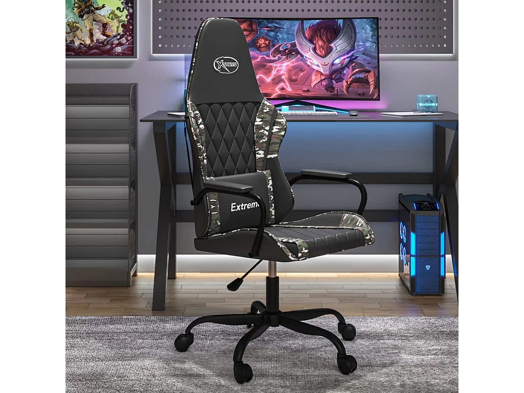 Chaise de jeu de massage Noir et camouflage Similicuir