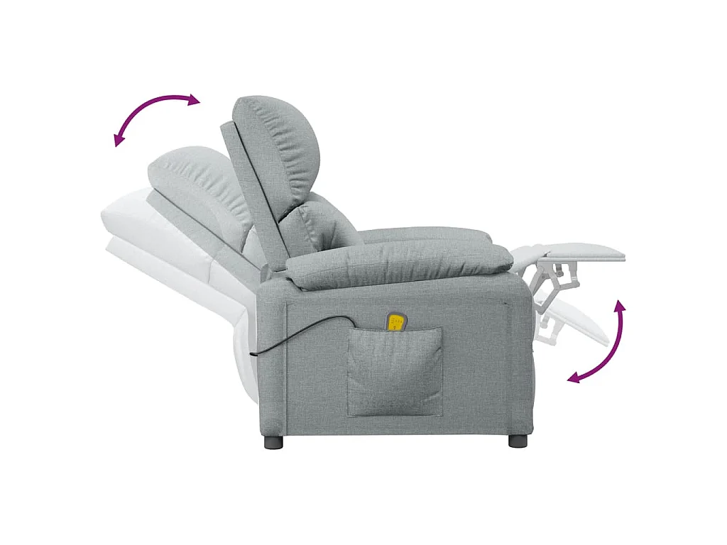 Massagesessel Hellgrau Stoff