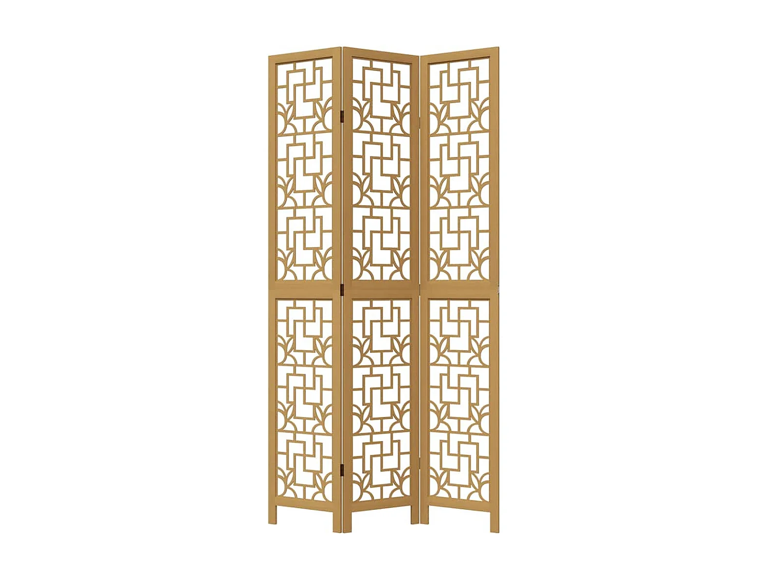 Cloison de séparation 3 panneaux marron bois paulownia massif