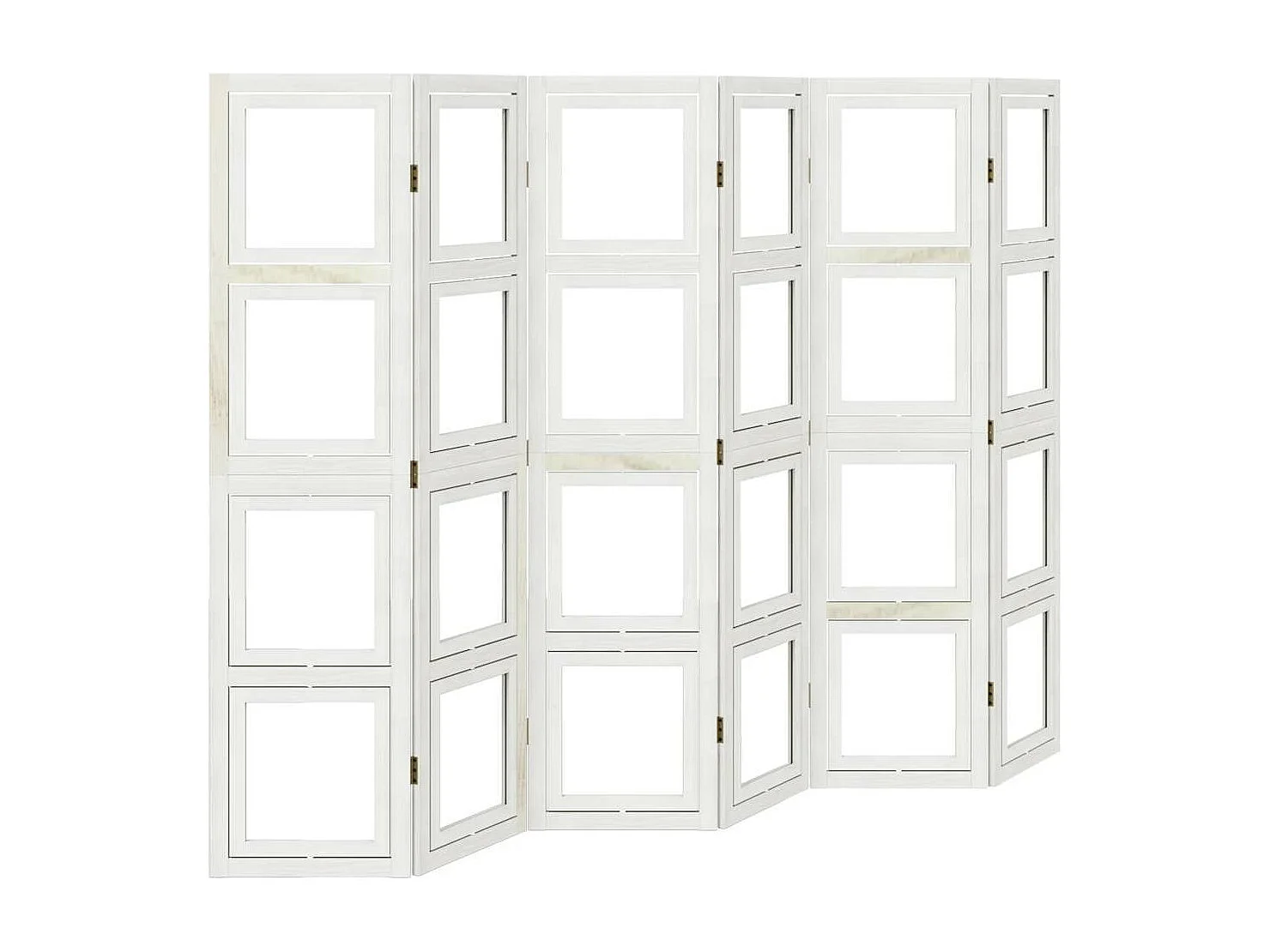 Cloison de séparation 6 panneaux blanc bois de paulownia massif