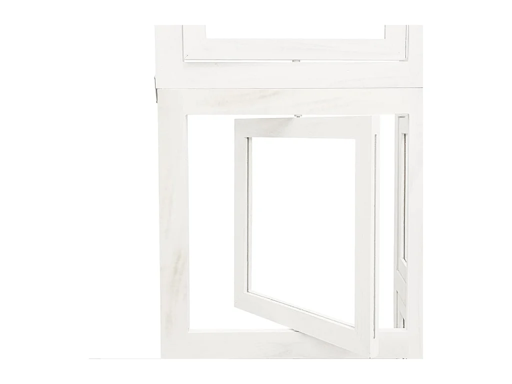 Cloison de séparation 6 panneaux blanc bois de paulownia massif