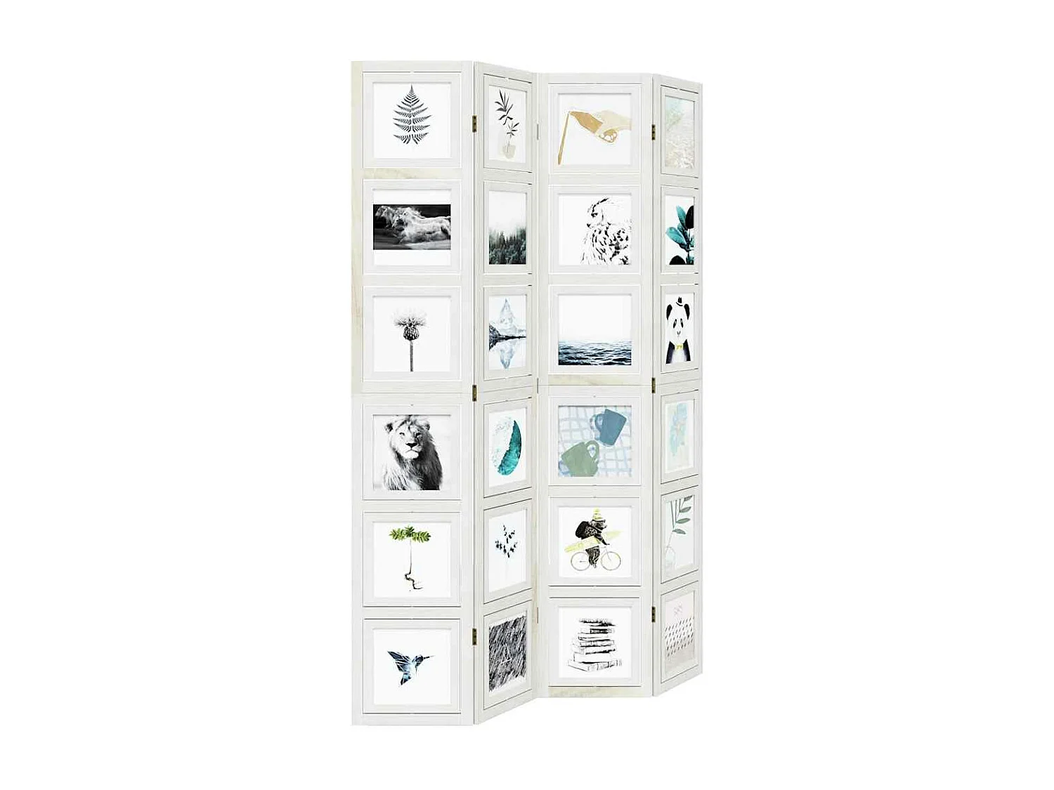 Biombo com 4 painéis madeira de paulownia maciça branco