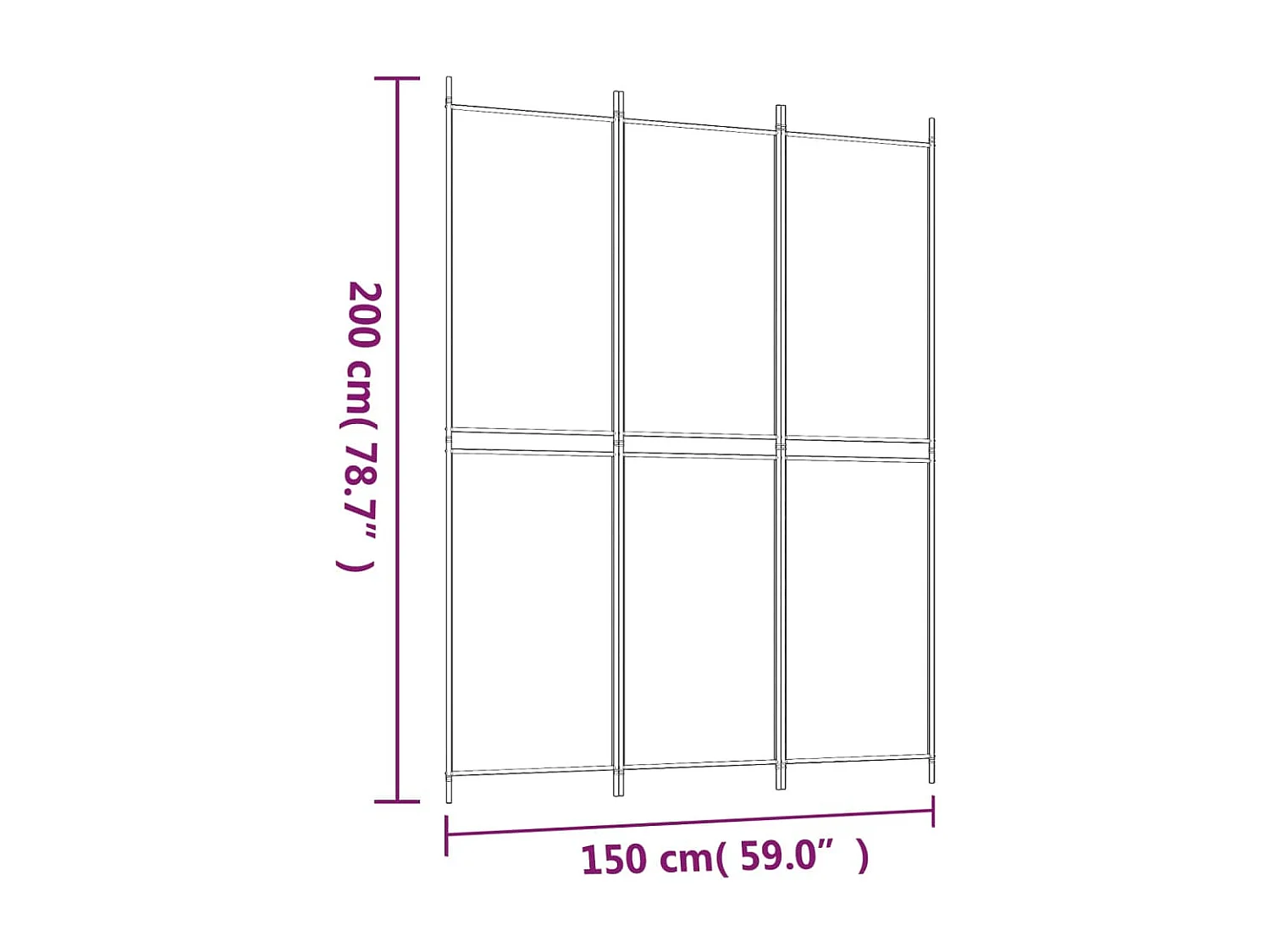 Cloison de séparation 3 panneaux Blanc 150x200 cm Tissu