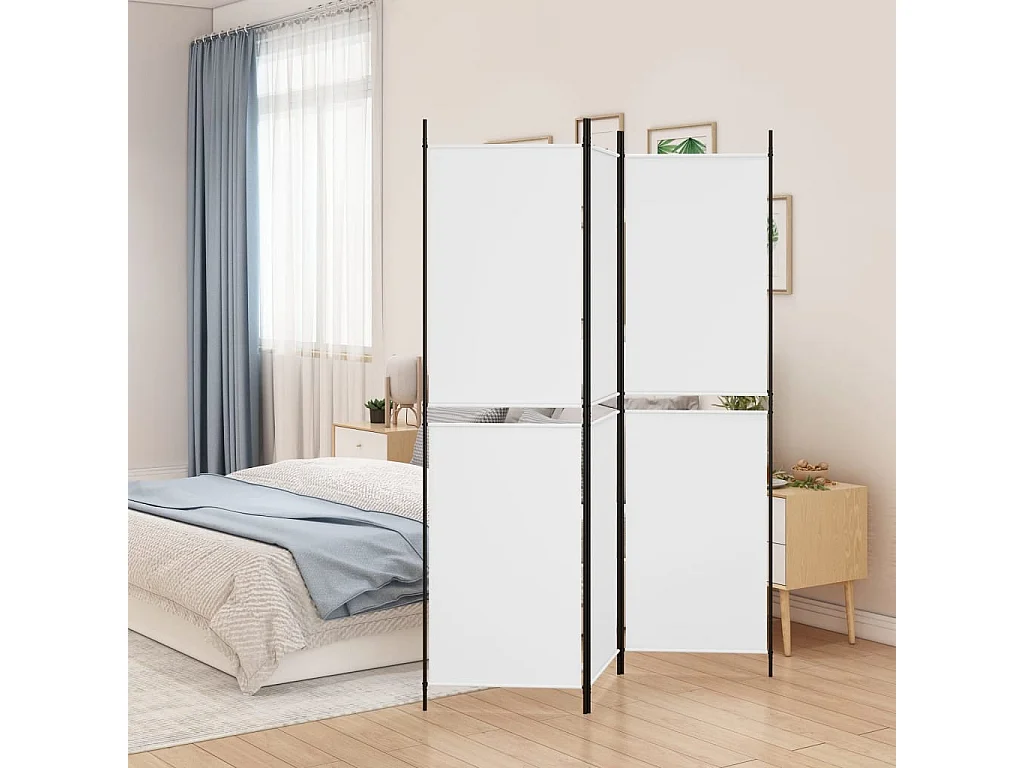Kamerscherm met 3 panelen 150x200 cm stof wit