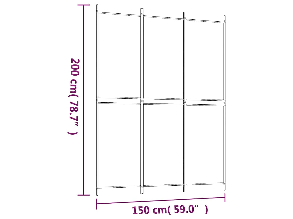 Kamerscherm met 3 panelen 150x200 cm stof wit