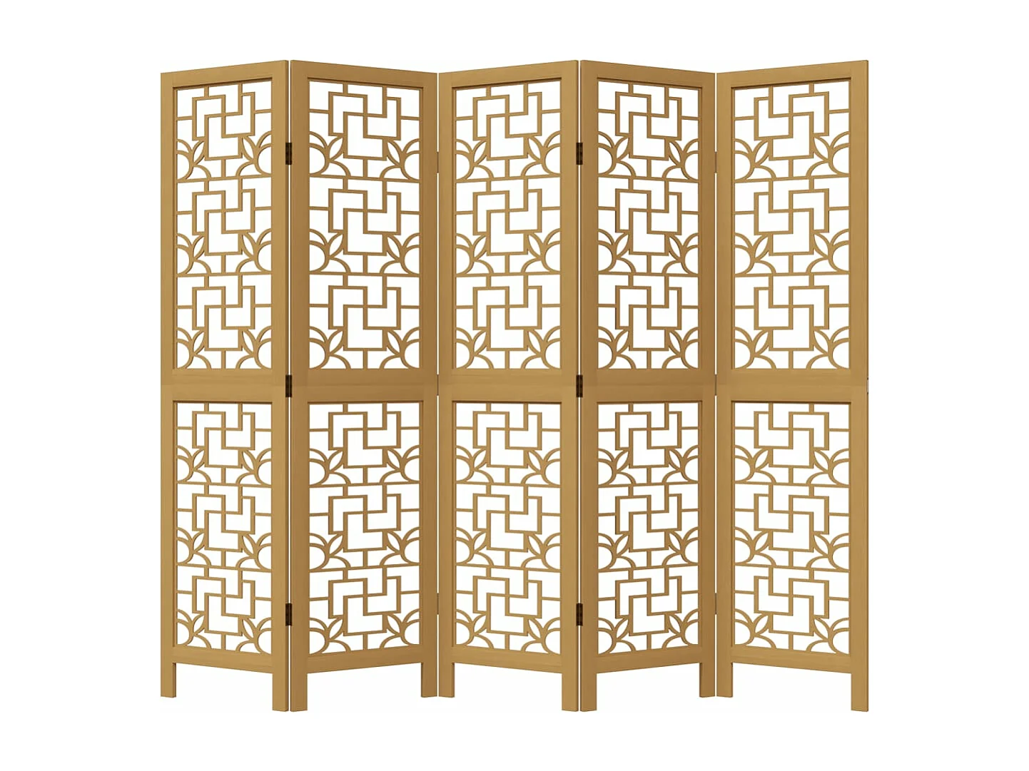 5-tlg. Raumteiler Braun Massivholz Paulownia