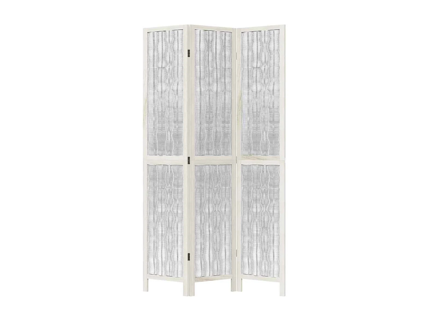 Kamerscherm met 3 panelen massief paulowniahout wit