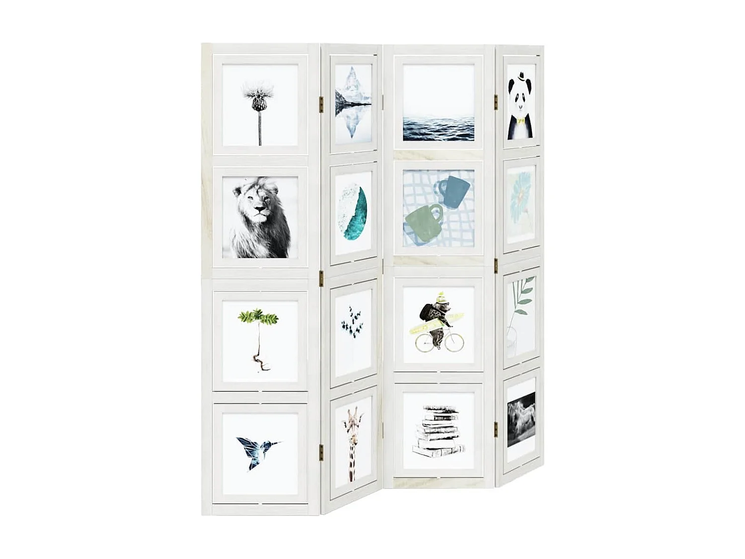 Kamerscherm met 4 panelen massief paulowniahout wit