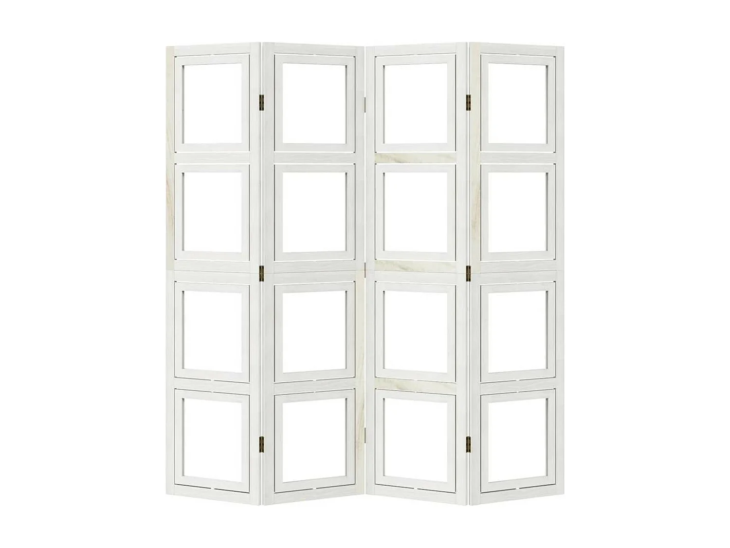 Cloison de séparation 4 panneaux blanc bois de paulownia massif