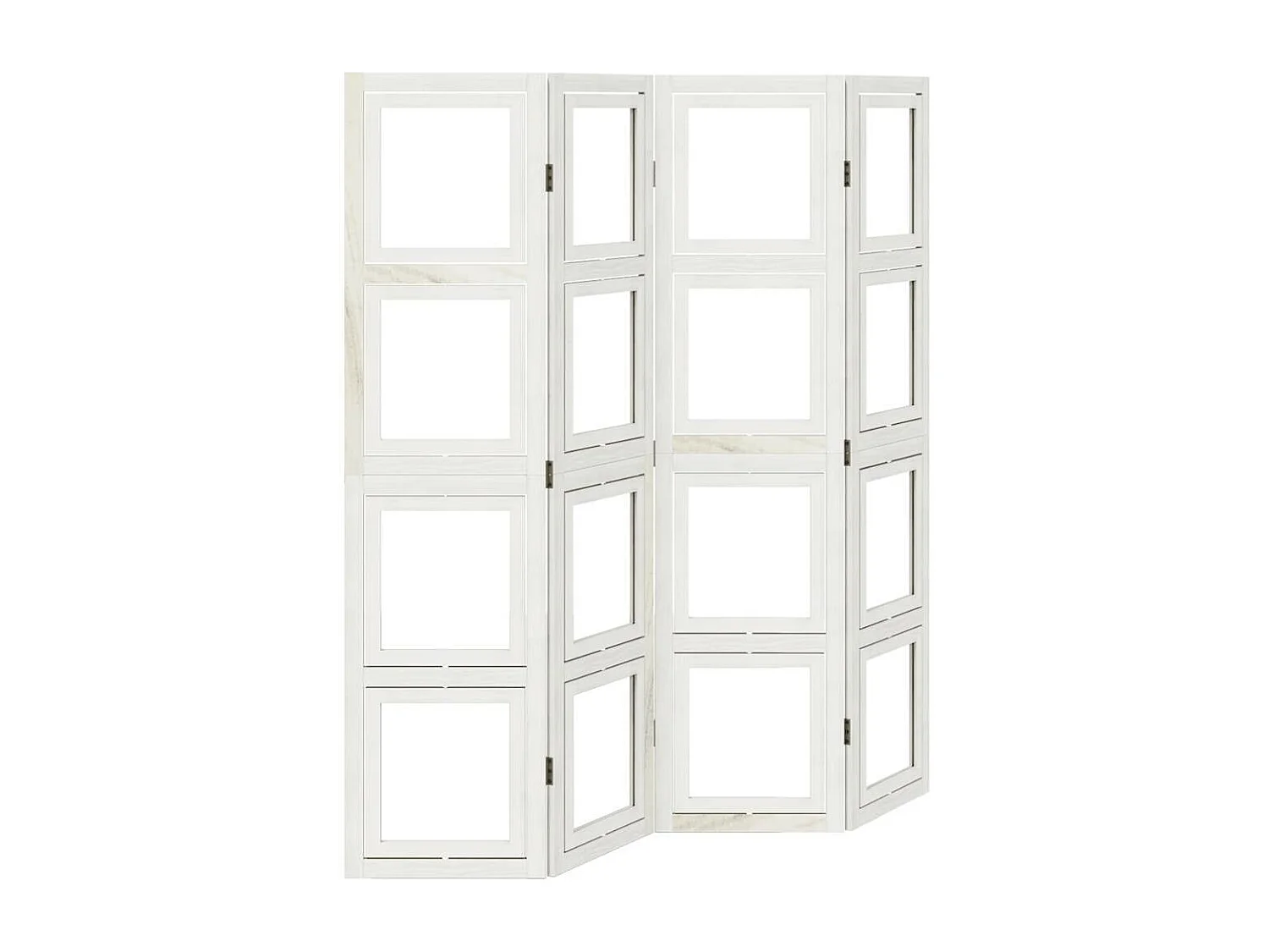 Cloison de séparation 4 panneaux blanc bois de paulownia massif