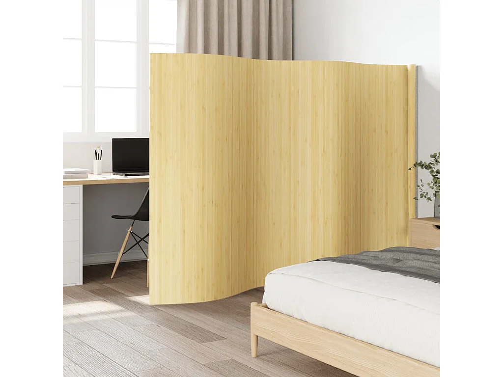 Paravent Hell Natur Breite 400 cm Höhe 165 cm Bambus